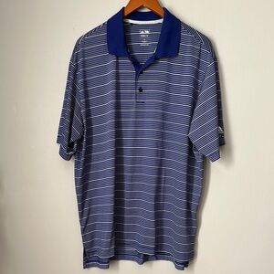 💚10 Adidas Blue Striped Polo Shirt size XL